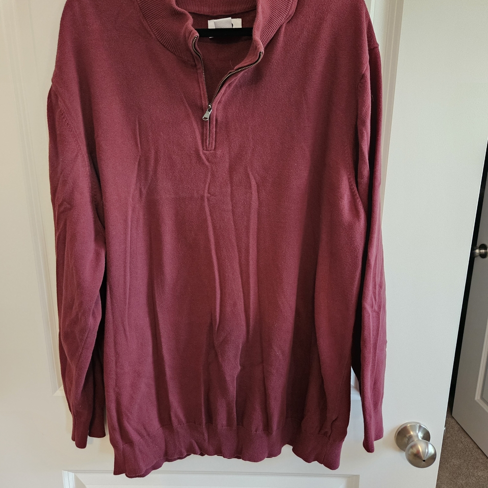 Harbor Bay Men's Zip Up Sweater - Deep Red